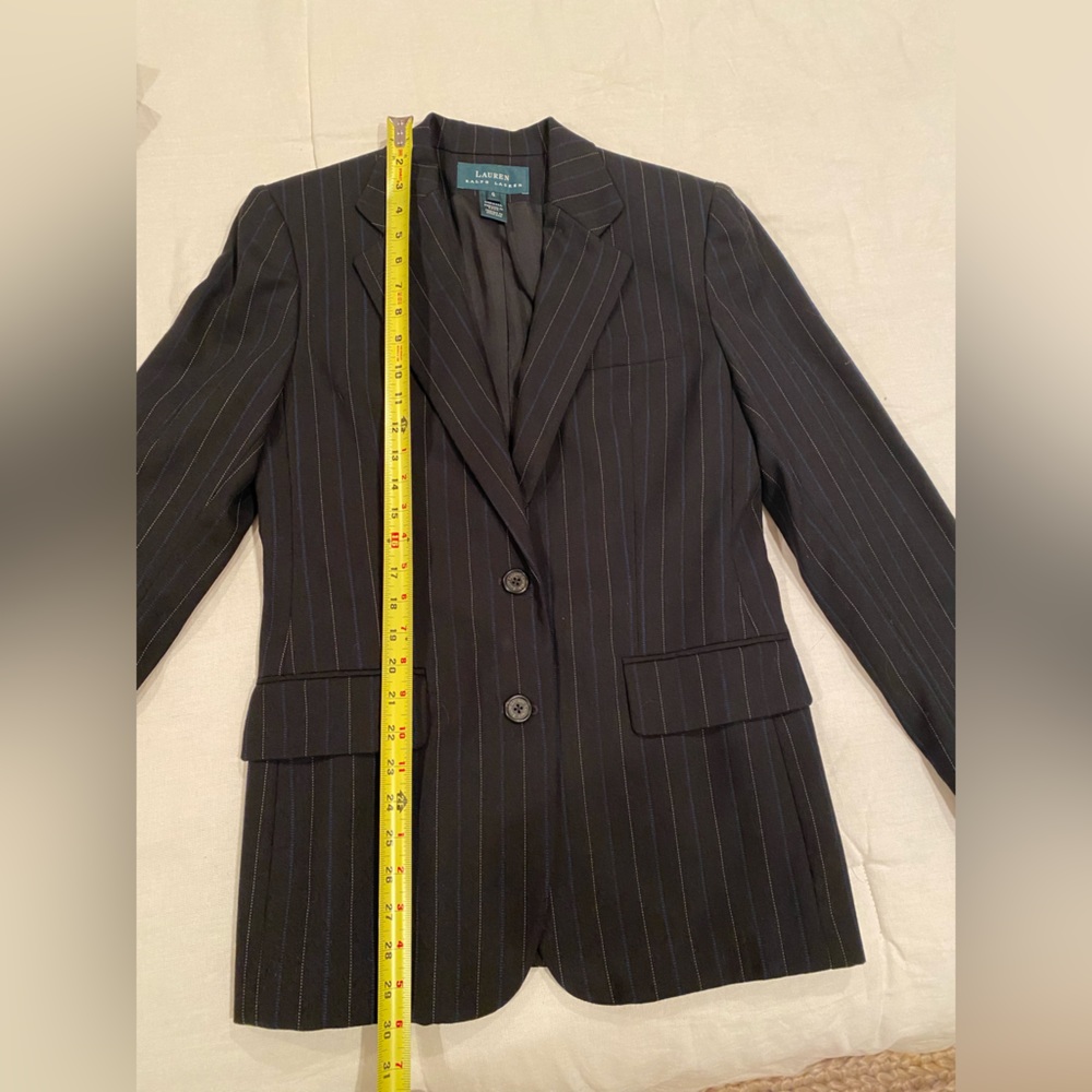 Lauren Ralf Lauren black with blue grey stripes blazer S 6 - Picture 6 of 10